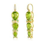 Lily of the Valley Natural Peridot Tsavorite Diamond Drop Earrings.14k yellow gold
