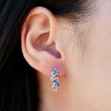 Natural Sapphire, Aquamarine and Diamond Drop Earrings 14k yellow gold