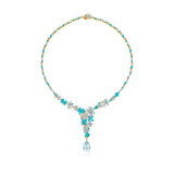 Symphony Aquamarine Turquoise Diamond Statement Necklace