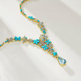 Symphony Aquamarine Turquoise Diamond Statement Necklace