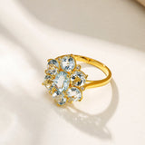 Celestial Aquamarine Diamond Cocktail Ring