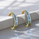 Aquamarine Inside-out Large Hoop Earrings