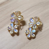 Moonstone Diamond Double Blossom Drop Earrings