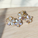 Moonstone Diamond Double Blossom Baroque Pearl Convertible Drop Earrings