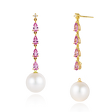 Rhythm Pink Sapphire Diamond and Pearl Drop Earrings