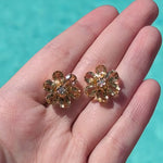 Natural Citrine Diamond Wildflower Earrings 14k yellow gold