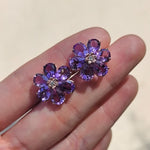 Natural Amethyst Diamond Wildflower Earrings 14k rose gold