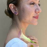 Natural Amethyst Diamond Wildflower Earrings 14k rose gold