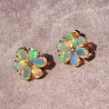 Opal Diamond Forget-me-Not Flower Earrings