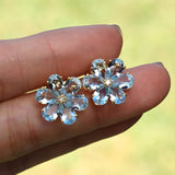 Aquamarine Diamond Forget-me-Not Flower Earrings