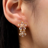 Pink Morganite Diamond Double Blossom Drop Earrings