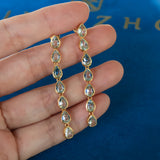 Pear Aquamarine Line Drop Earrings