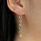 Pear Aquamarine Line Drop Earrings