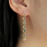Pear Aquamarine Line Drop Earrings