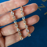Pear Aquamarine Diamond Line Drop Earrings