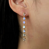 Pear Moonstone Line Drop Earrings