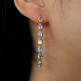Pear Moonstone Line Drop Earrings