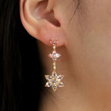 Pink Sapphire Morganite Diamond Blossom Drop Earrings