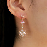 Pink Sapphire Morganite Diamond Blossom Drop Earrings