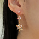 Pink Sapphire Morganite Diamond Blossom Drop Earrings