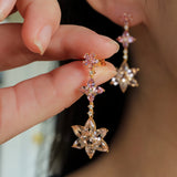 Pink Sapphire Morganite Diamond Blossom Drop Earrings
