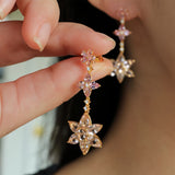 Pink Sapphire Morganite Diamond Blossom Drop Earrings