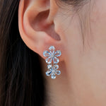 natural sky blue aquamarine flower blossom drop earrings