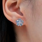 Aquamarine Diamond Cherry Blossom Earrings 14k white gold