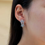 sky blue aquamarine flower blossom drop earrings in 14k white gold
