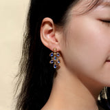 Rainbow Moonstone Diamond Large Chandelier Drop Earrings