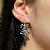 Rainbow Moonstone Diamond Large Chandelier Drop Earrings