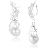 Mellissa Diamond Huggie Earrings with Baroque Pearl Drop Enhancers