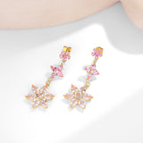 Pink Sapphire Morganite Diamond Blossom Drop Earrings