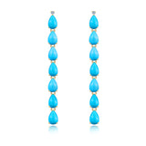 Pear Turquoise Diamond Line Drop Earrings