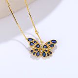 Sapphire Diamond Butterfly Pendant Necklace