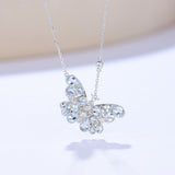 Aquamarine Diamond Butterfly Pendant Necklace