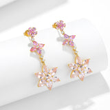 Pink Sapphire Morganite Diamond Blossom Drop Earrings