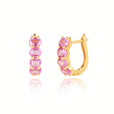 Melody Pink Sapphire Hoop Earrings with Pearl Drop Enhancers