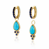 Charlotte Blue Sapphire and Turquoise Hoop Earrings with Drop Enhancers