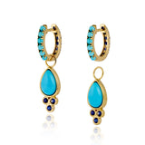 Charlotte Blue Sapphire and Turquoise Hoop Earrings with Drop Enhancers