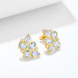 Elizabeth Aquamarine Moonstone Diamond Cluster Earrings