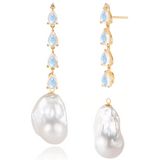 Hailey Moonstone Diamond and Baroque Pearl Drop Earrings