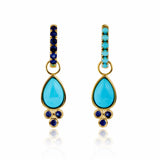 Charlotte Blue Sapphire and Turquoise Hoop Earrings with Drop Enhancers