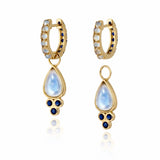 Charlotte Blue Sapphire and Moonstone Hoop Earrings with Drop Enhancers