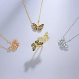 Sapphire Diamond Butterfly Pendant Necklace