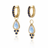 Charlotte Blue Sapphire and Moonstone Hoop Earrings with Drop Enhancers