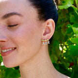 Lily of the Valley Natural Moonstone Peridot Diamond Earrings 14k yellow gold