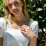 Natural Peridot Diamond Cherry Blossom Cocktail Ring 14k yellow gold