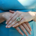 Nina Zhou Natural Margaret Prasiolite Aquamarine Tsavorite Cocktail Ring in 14k gold