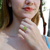 Nina Zhou Celestial Natural 3.86ctw Peridot Diamond Cocktail Ring in 14k gold